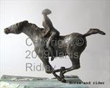 Horse and rider by Janis Ridley, Sculpture