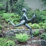 Messenger with Bird by Janis Ridley, Sculpture, Bronze