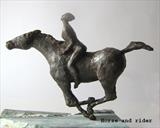 horse and rider by Janis Ridley, Sculpture, Bronze