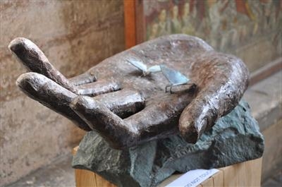 Hand and Butterflies by Janis Ridley, Sculpture, Bronze