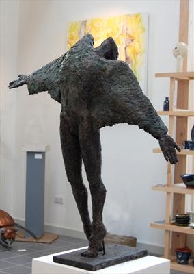Rugged Angel by Janis Ridley, Sculpture, Bronze