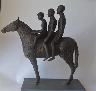Three Boys and a Horse by Janis Ridley, Sculpture